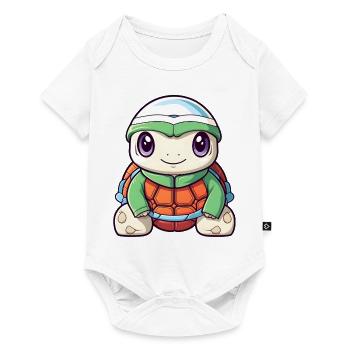 Tortue design vert orange avec chapeau - Body à manches courtes Premium Bébé - blanc - Devant