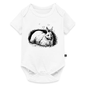 Lapin rétro avec coeurs noir - Body à manches courtes Premium Bébé - blanc - Devant