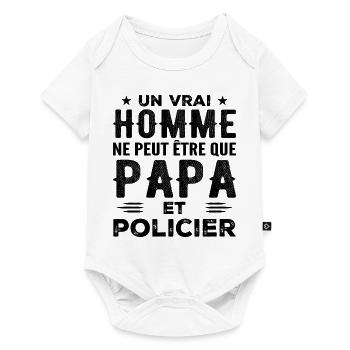 A Real Man Is Just a Dad and a Policeman - Baby Premium short-sleeve bodysuit - white - Front