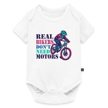 Real bikers don't need motors and batteries - Baby Premium short-sleeve bodysuit - white - Front