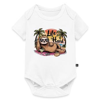 Life is hard, Sloth relaxing at the beach - Baby Premium short-sleeve bodysuit - white - Front