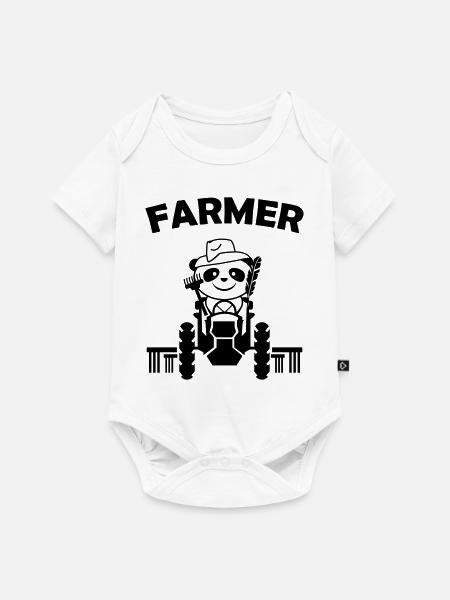 panda farmer - Baby Premium Kurzarmbody - Weiß