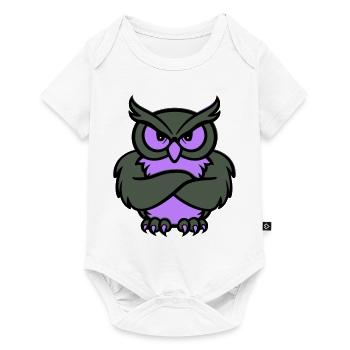 eule comic tier - Baby Premium Kurzarmbody - Weiß - Vorne