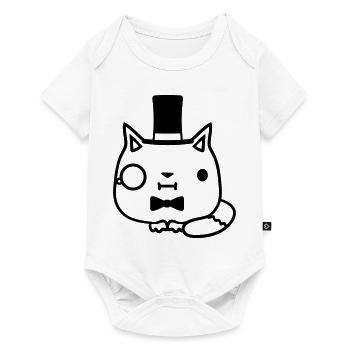 Sir Cat Gentleman Chapeau haut de forme Monocle Rich Gentleman - Body à manches courtes Premium Bébé - blanc - Devant