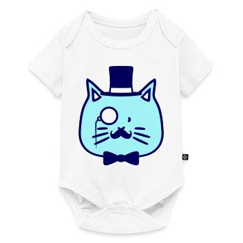 Sir Cat Gentleman Chapeau haut de forme Monocle Rich Gentleman - Body à manches courtes Premium Bébé - blanc - Devant
