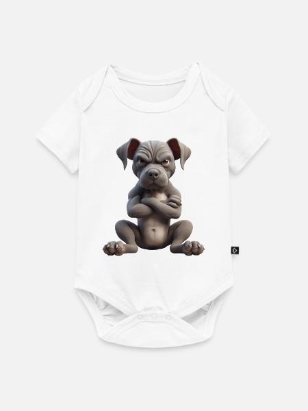Hund grimmig 5 - Baby Premium Kurzarmbody - Weiß