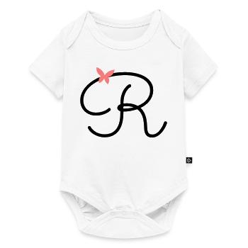 Lettre R Papillon Lettre - Body à manches courtes Premium Bébé - blanc - Devant