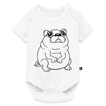 Pug dog sits small begging dick looks sad - Baby Premium short-sleeve bodysuit - white - Front