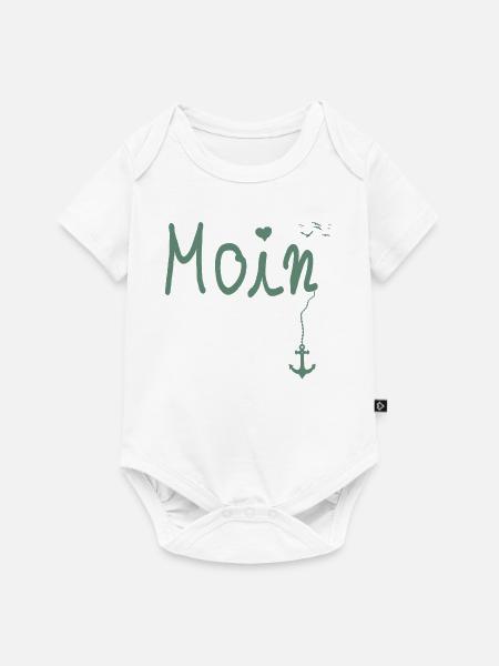 Moin Begrüßung Moin mit Möwe - Baby Premium Kurzarmbody - Weiß