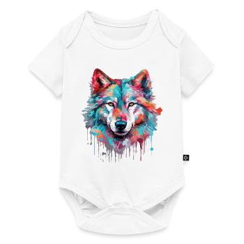 Loup loup tête prédateur forêt Nature sauvage Art - Body à manches courtes Premium Bébé - blanc - Devant