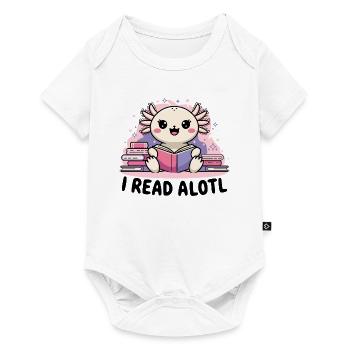 Ich lese Alotl - Süßer Axolotl Bücherwurm - Baby Premium Kurzarmbody - Weiß - Vorne