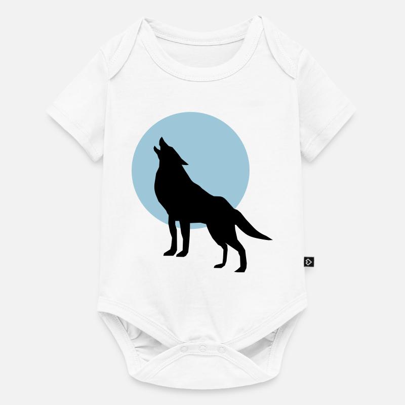 Loup et Lune - Body à manches courtes Premium Bébé - blanc