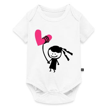 Petite fille tenant le ballon de coeur - Body à manches courtes Premium Bébé - blanc - Devant