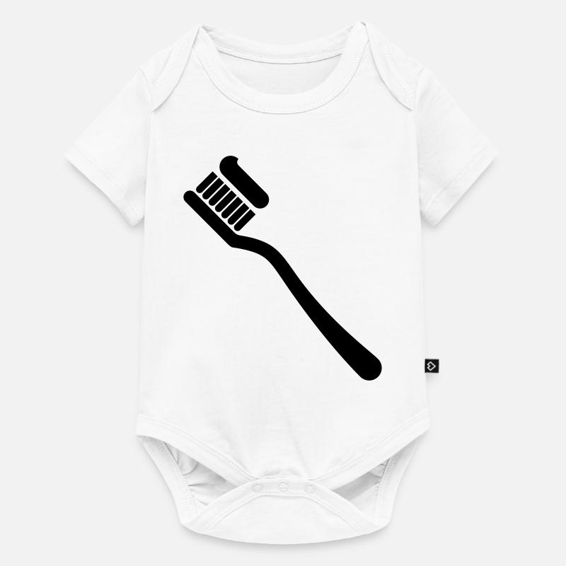 Zahnbürste - Baby Premium Kurzarmbody - Weiß