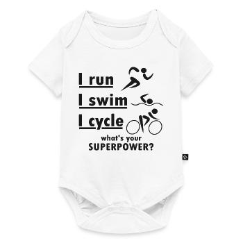 Triathlon je cours je nage je fais du vélo - Body à manches courtes Premium Bébé - blanc - Devant