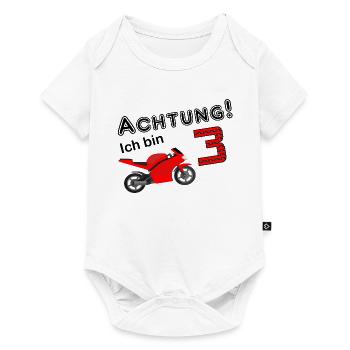 Motorrad T-Shirt 3. Geburtstag Jungen 3 Jahre - Baby Premium Kurzarmbody - Weiß - Vorne