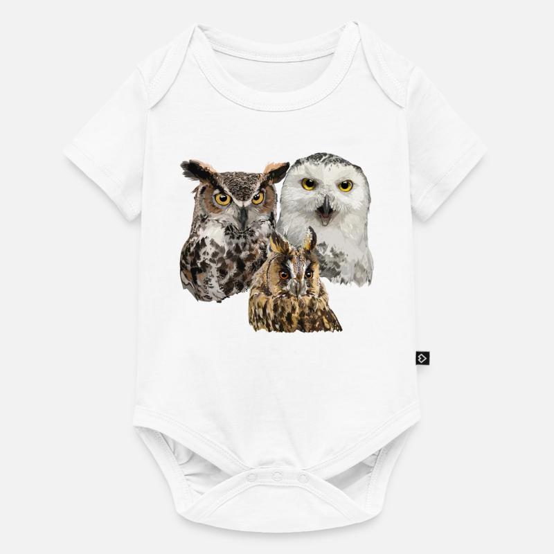 Eulen - Baby Premium Kurzarmbody - Weiß
