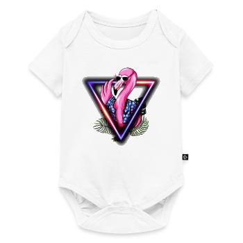 Flamingo Pink Sunglasses Summer Sun Cool - Baby Premium short-sleeve bodysuit - white - Front