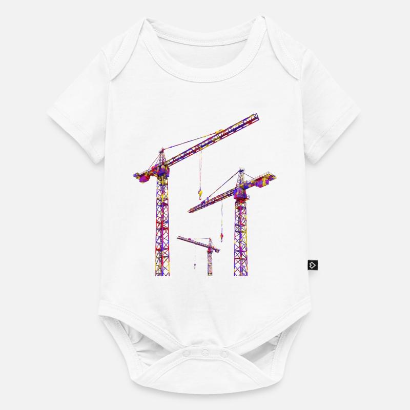 Grues de construction aux couleurs vives - Body à manches courtes Premium Bébé - blanc