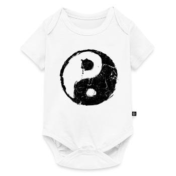 Yin Yang Vintage Retro Logo Taoism Buddhism Idea - Baby Premium short-sleeve bodysuit - white - Front