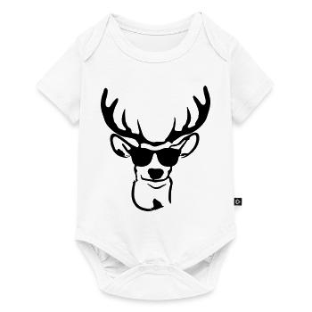 Deer with sunglasses - Baby Premium short-sleeve bodysuit - white - Front