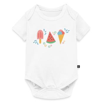 Crème glacée et pastèque pour le printemps et l’été - Body à manches courtes Premium Bébé - blanc - Devant
