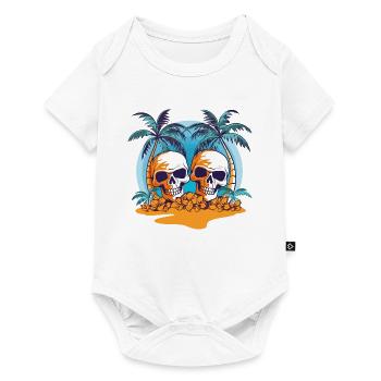 Summer Sun Palm Trees Skull Beach Sea Holiday - Baby Premium short-sleeve bodysuit - white - Front