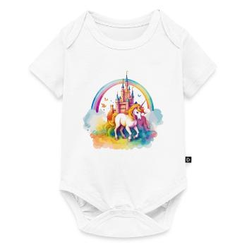 Unicorn Rainbow Castle Colorful Magic Fantasy - Baby Premium short-sleeve bodysuit - white - Front