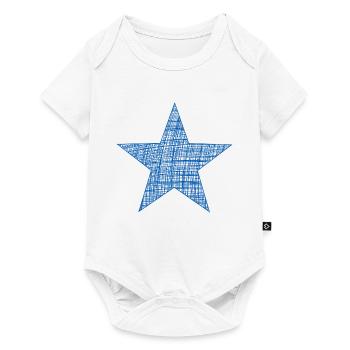 blauer Stern, blue star, Stern im Retro Look - Baby Premium Kurzarmbody - Weiß - Vorne