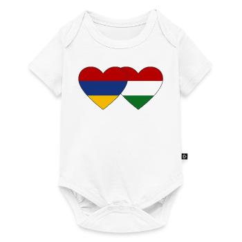 Arménie Hongrie Drapeau Coeur - Body à manches courtes Premium Bébé - blanc - Devant
