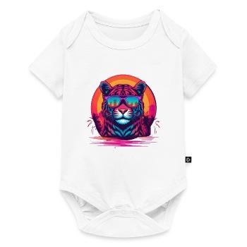 Synthwave Tiger Sunset - Body à manches courtes Premium Bébé - blanc - Devant