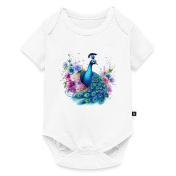 Peacock Flowers Peacock Feather Exotic Colorful Colorful - Baby Premium short-sleeve bodysuit - white - Front