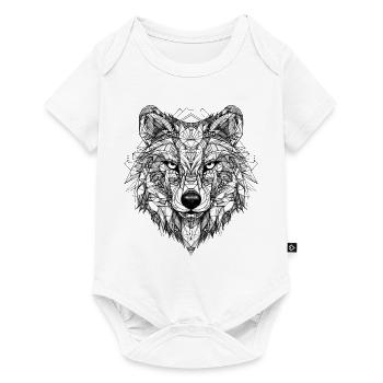 Loup Géométrique - Body à manches courtes Premium Bébé - blanc - Devant