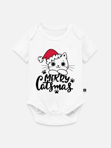 Lustige Weihnachtskatzen - Baby Premium Kurzarmbody - Weiß