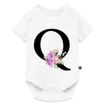 Purple Floral Letter Q - Baby Premium short-sleeve bodysuit - white - Front