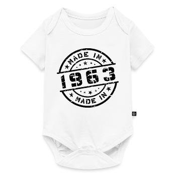 Année de naissance Anniversaire Né(e) en 1963 - Body à manches courtes Premium Bébé - blanc - Devant