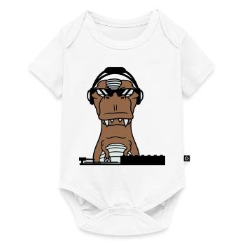 Cool DJ dinosaure T-Rex mixer Musique de fête - Body à manches courtes Premium Bébé - blanc - Devant