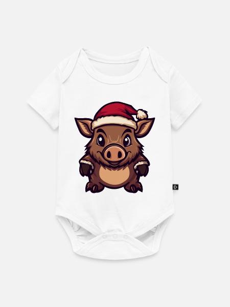 Schwein Weihnachten Wildschwein - Baby Premium Kurzarmbody - Weiß