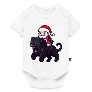 Panthère Père Noël dessin animé - Body à manches courtes Premium Bébé - blanc - Devant