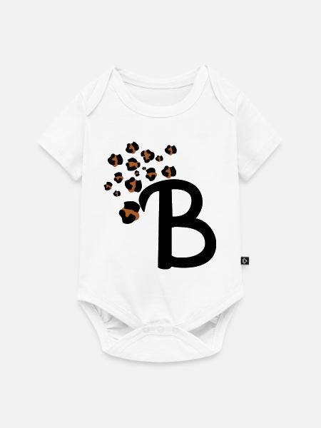 Buchstabe b Leopardenmuster - Baby Premium Kurzarmbody - Weiß