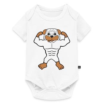Chien Bodybuilder Muscles forts Gym Haltérophilie - Body à manches courtes Premium Bébé - blanc - Devant