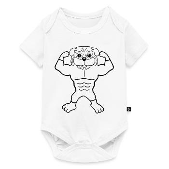 Chien Bodybuilder Muscles forts Gym Haltérophilie - Body à manches courtes Premium Bébé - blanc - Devant