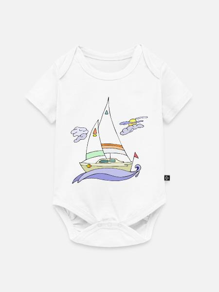 Segelboot - Baby Premium Kurzarmbody - Weiß