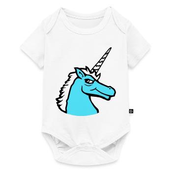 Licorne Cool Guy Sourire Maléfique Cheval de dessin animé - Body à manches courtes Premium Bébé - blanc - Devant