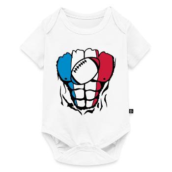 rugby2 france corps muscle drapeau - Body à manches courtes Premium Bébé - blanc - Devant