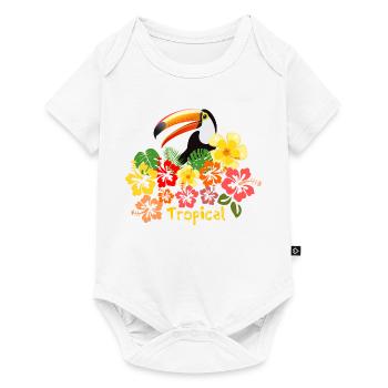 Toucan hibiscus fleurs été vacances forêt tropicale - Body à manches courtes Premium Bébé - blanc - Devant
