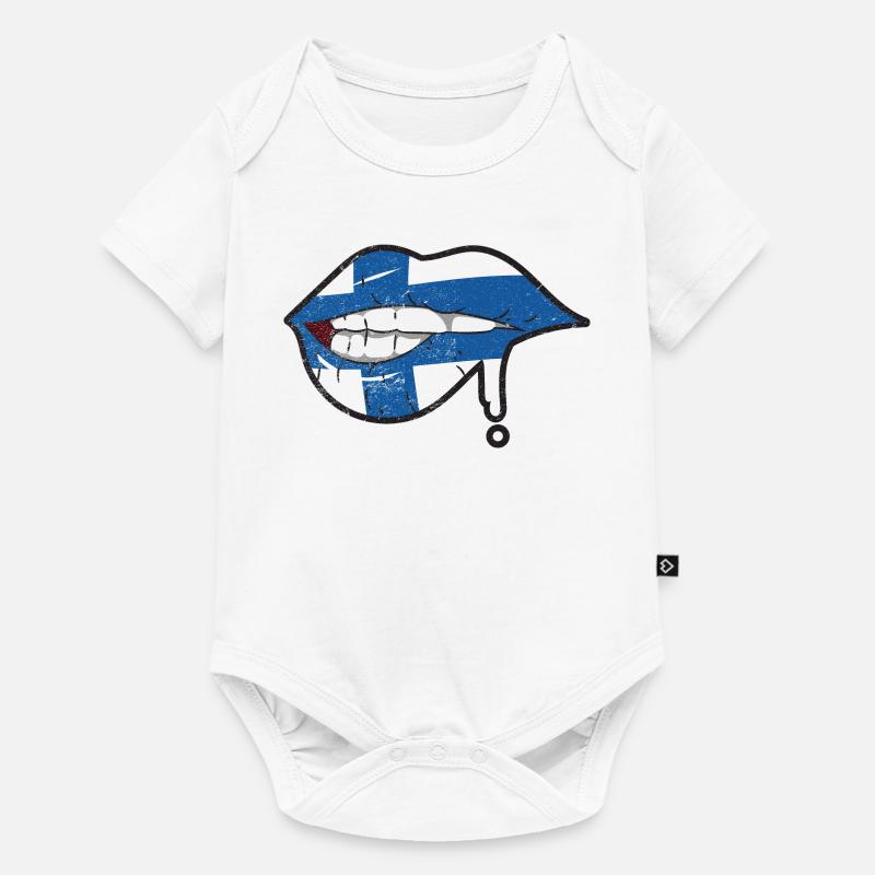 Drapeau de la Finlande lèvres Suomen Lippu - Body à manches courtes Premium Bébé - blanc