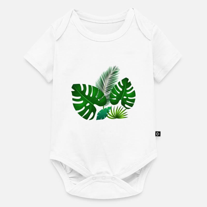 Feuilles tropicales vertes - Body à manches courtes Premium Bébé - blanc