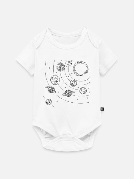 Sonnensystem-Liniengrafik - Baby Premium Kurzarmbody - Weiß