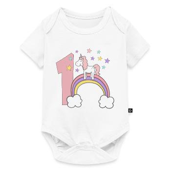 Licorne, mon 1er anniversaire, anniversaire de bébé - Body à manches courtes Premium Bébé - blanc - Devant